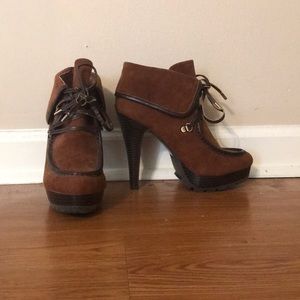 Brown suede booties